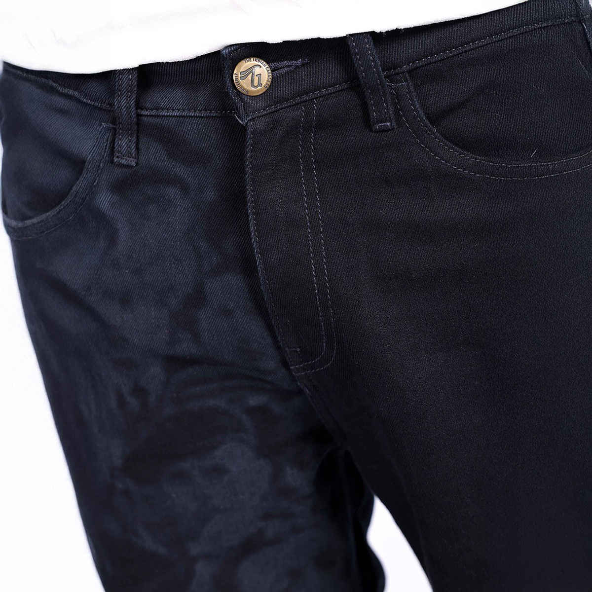 The Indian Garage Co Men's Baggy Fit Photo Print Casual Jeans | Dark Blue | 32