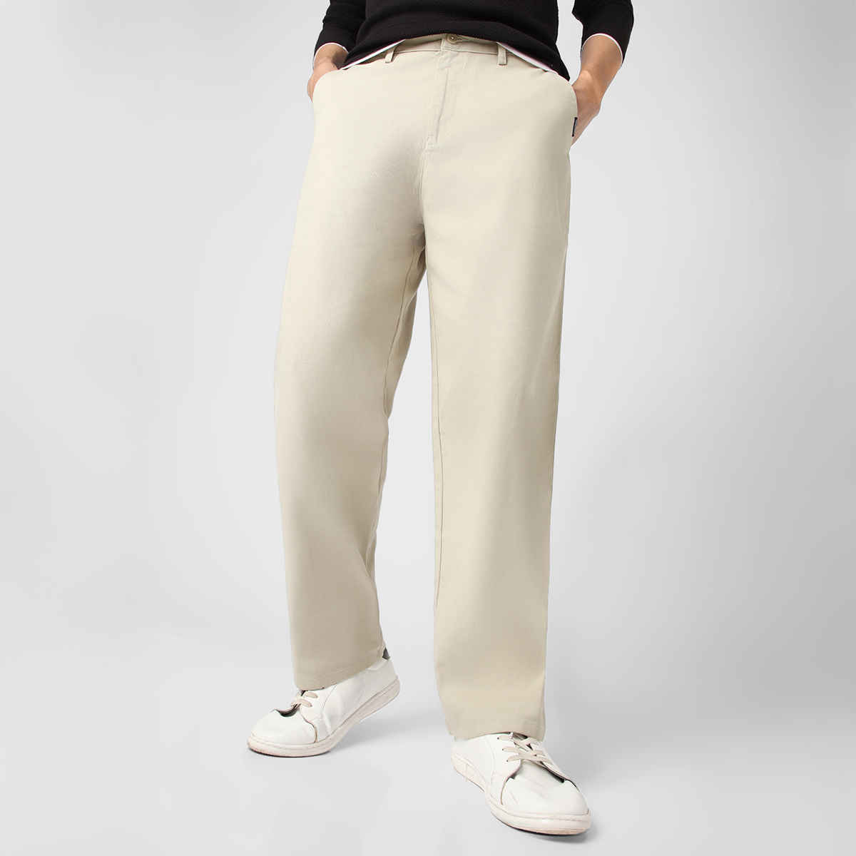 Urbano Fashion Men's Chino Trousers Loose Baggy Fit Solid Non-Stretchable | Light Grey | 30