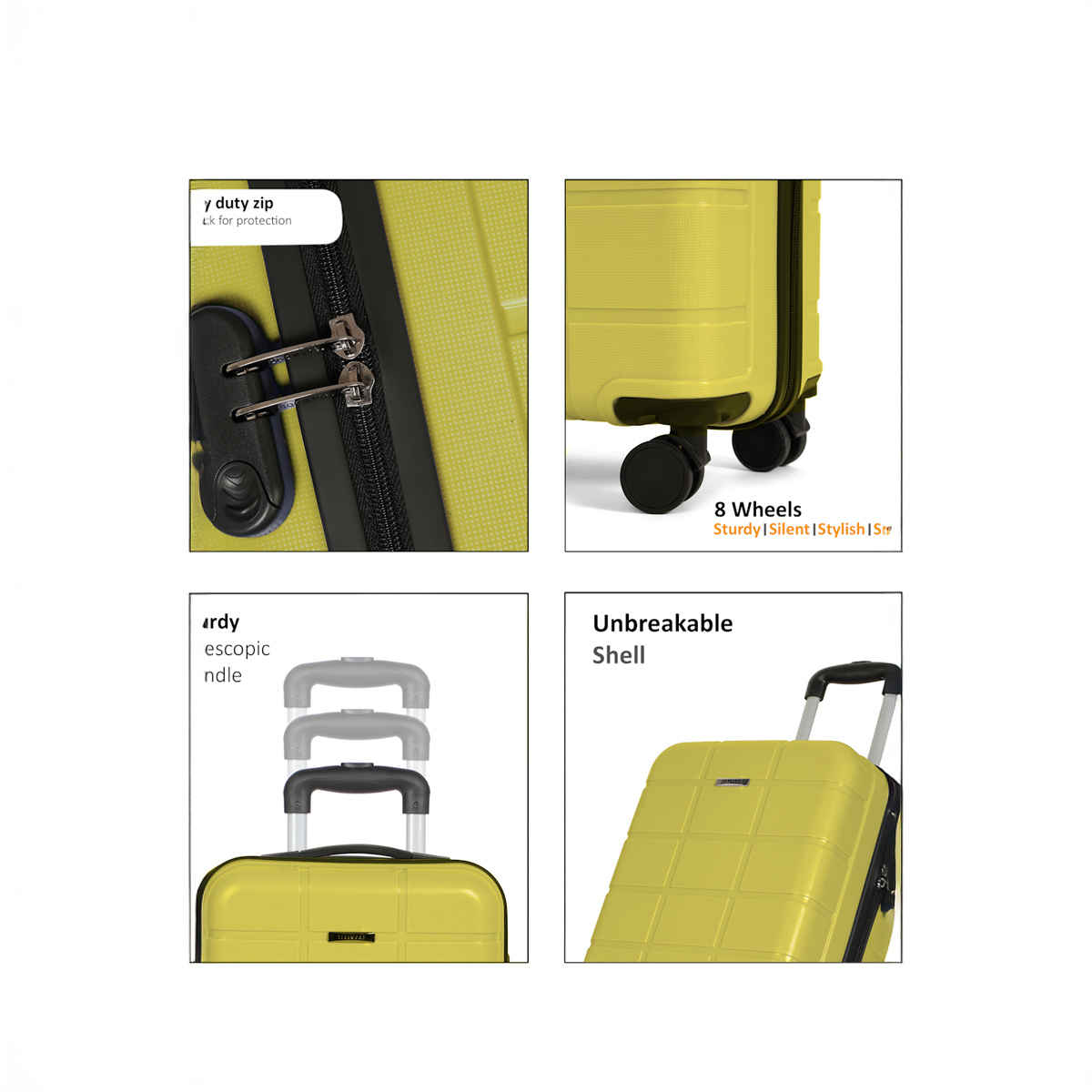 Teakwood Leathers Unisex Solid Hard Sided Cabin Size Trolley Bag | Lime Green