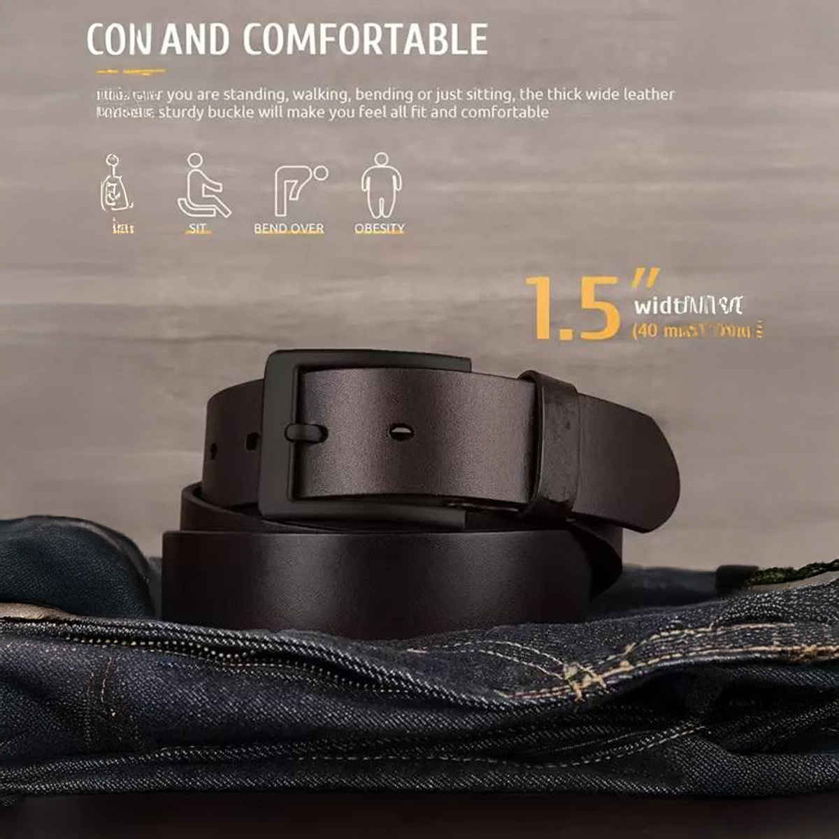 Kaezri Genuine Leather Brown Belt for Men With Bl. Buckle | Katabrbbd - 32