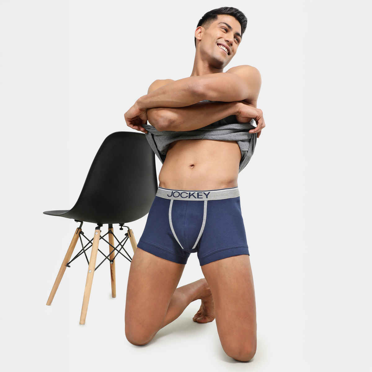 Jockey 8015 Men's Super Combed Cotton Rib Underwear Solid Trunk|Ultrasoft Waistband|PO2 | Navy-S