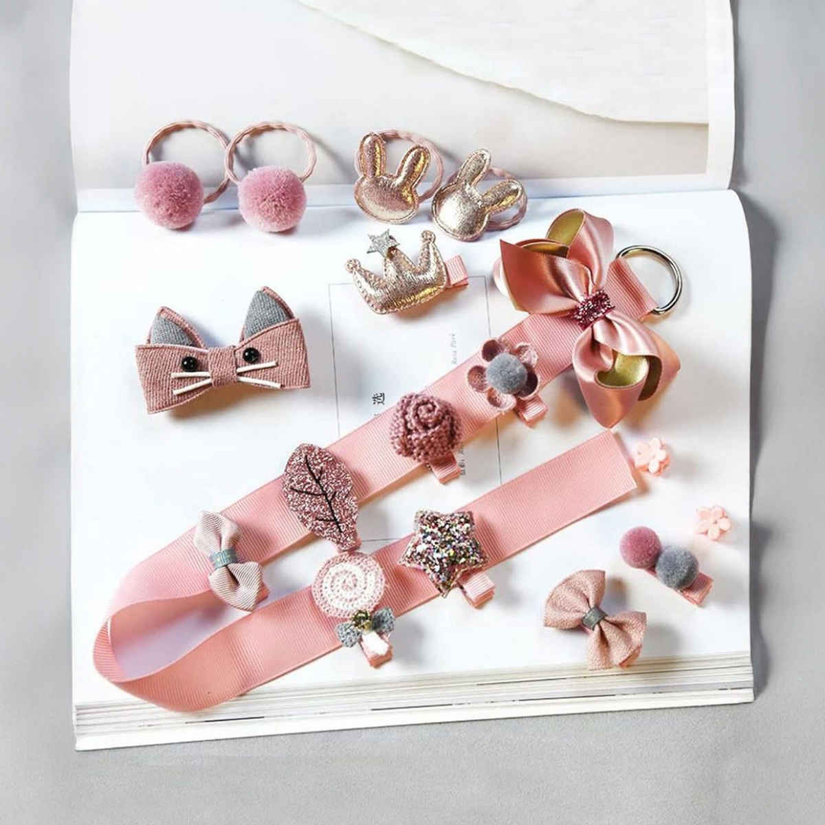 YouBella Jewellery Hair Clip Set For For Girls - Pink