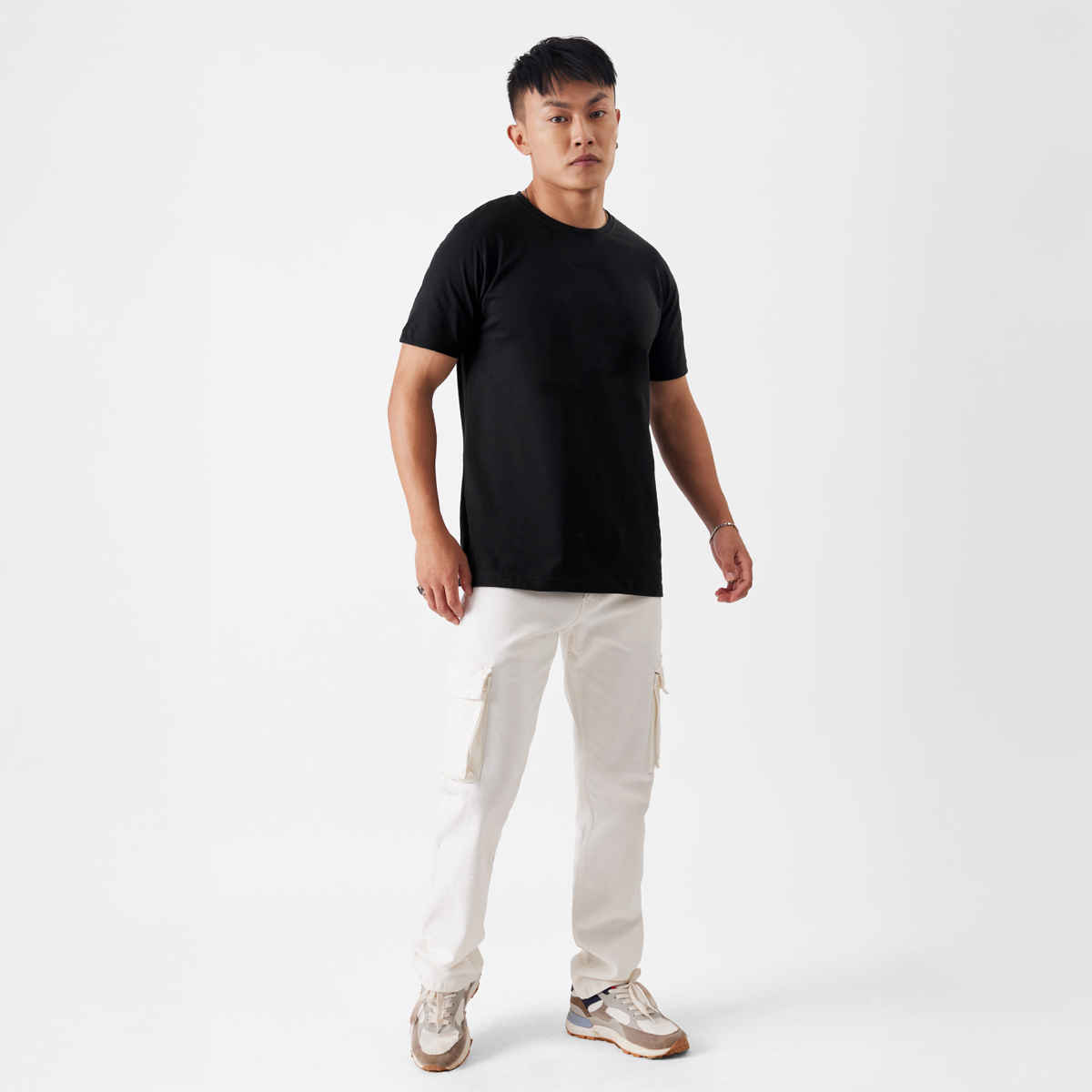 The Souled Store Men's Regular Solids- Black T-Shirts | Black | M