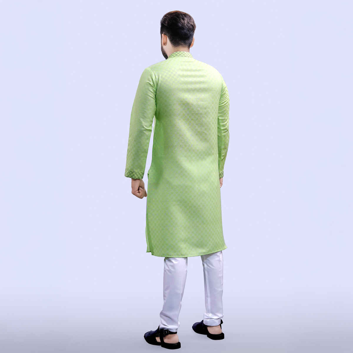 Tibra Collection Men Straight Kurta - Green | Designer | Cotton Blend | L