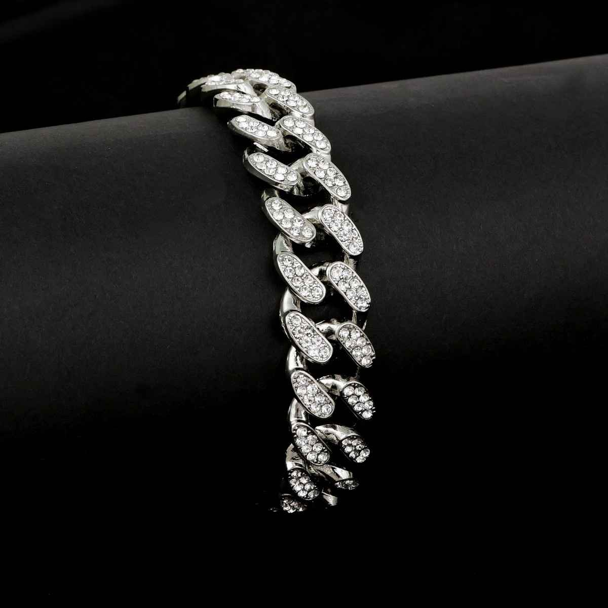 Fashion Frill Men's Studded Bracelet Silver Regular