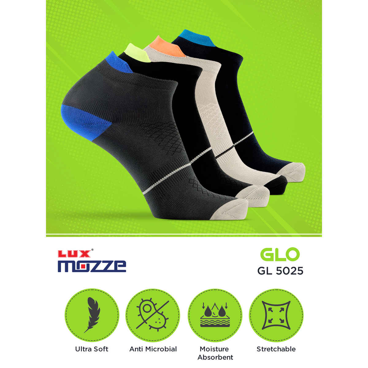 Lux Mozze Men's Cotton Ankle Length Socks | Assorted - Free Size