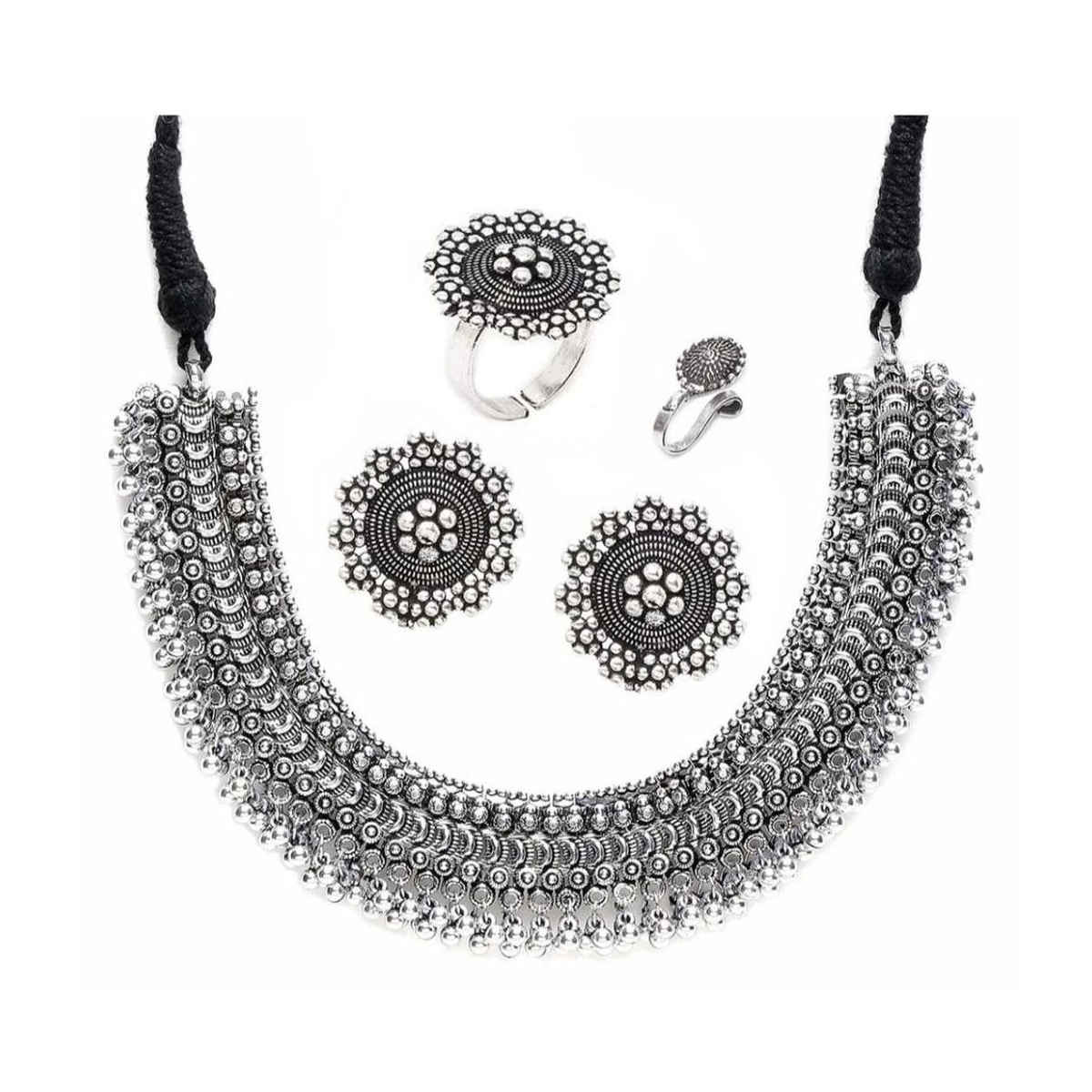 YouBella Silver-Plated Jewellery Set For Girls And Women - Silver