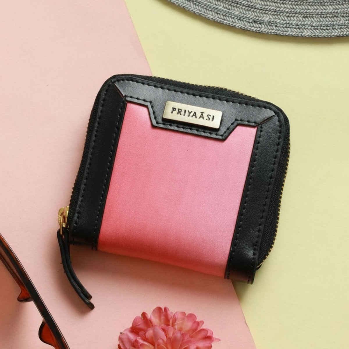 Priyaasi Women's Artificial Leather Wallets | Black and Pink - Free Size