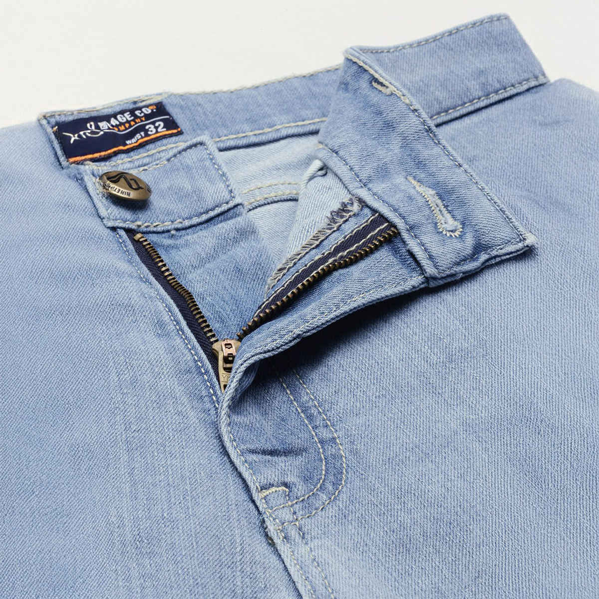 The Indian Garage Co Men | Slim Fit Solid Casual Denim | Ss Blue | 28