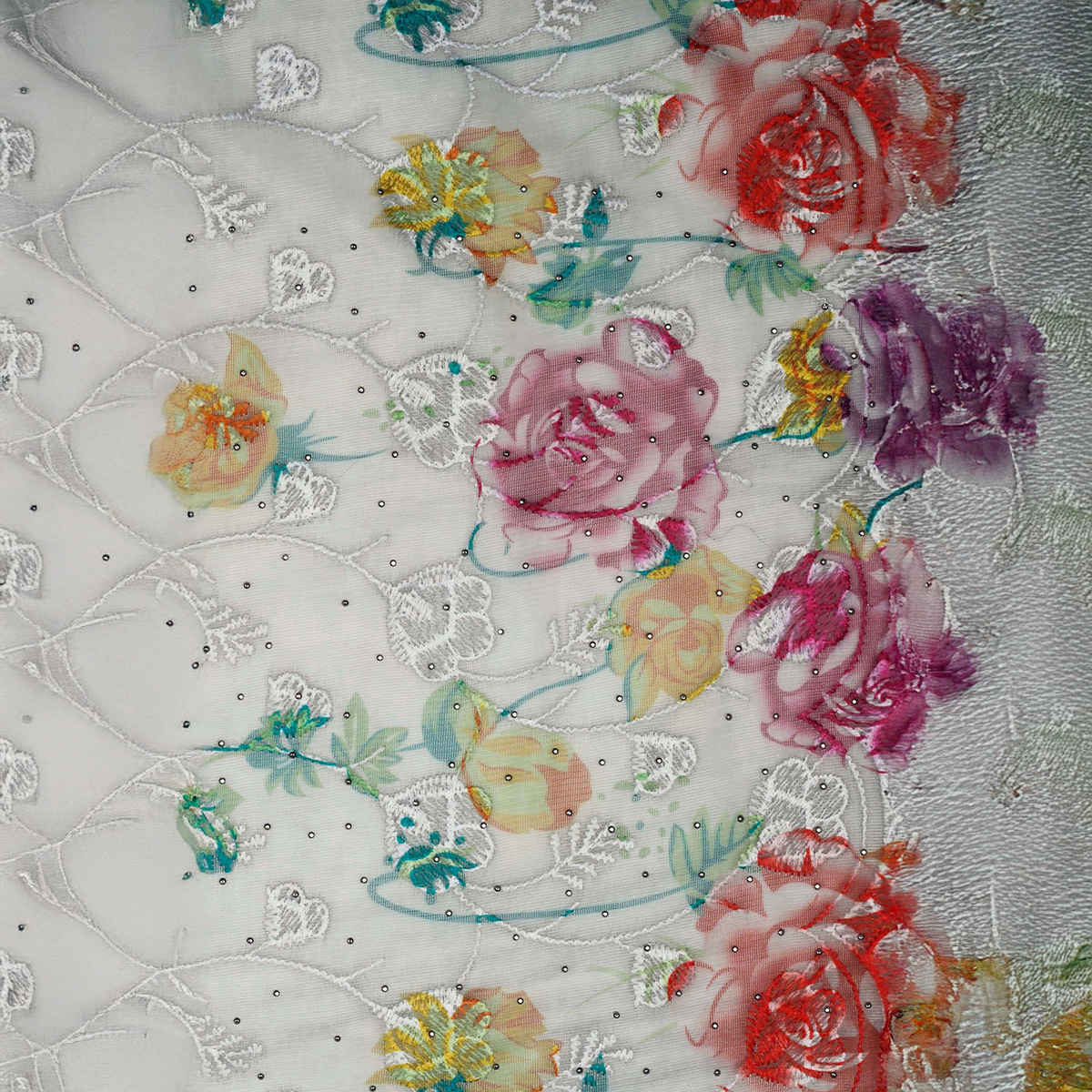 Fabseasons Women's Embroidered Scarf | Grey - One Size