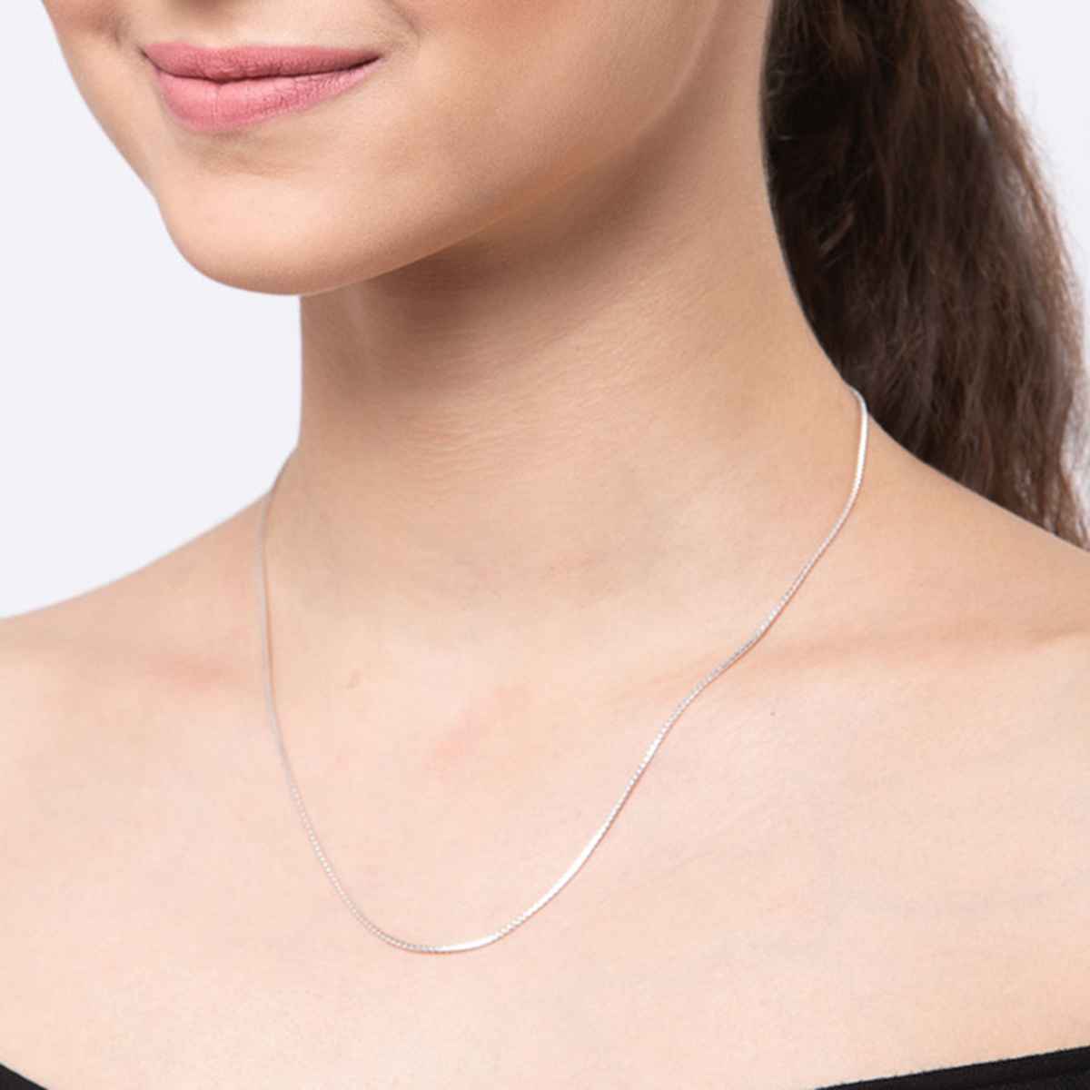 Clara Anti-Tarnish 92.5 Sterling Silver Box Chain Necklace For Women