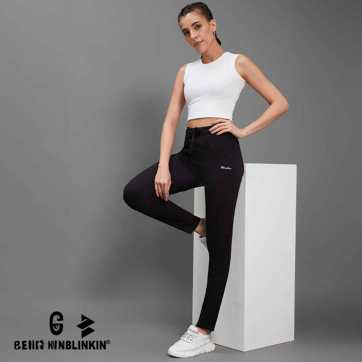 Blinkin Women's Cotton Pyjamas & Track Pants with Side Pockets | Black - M