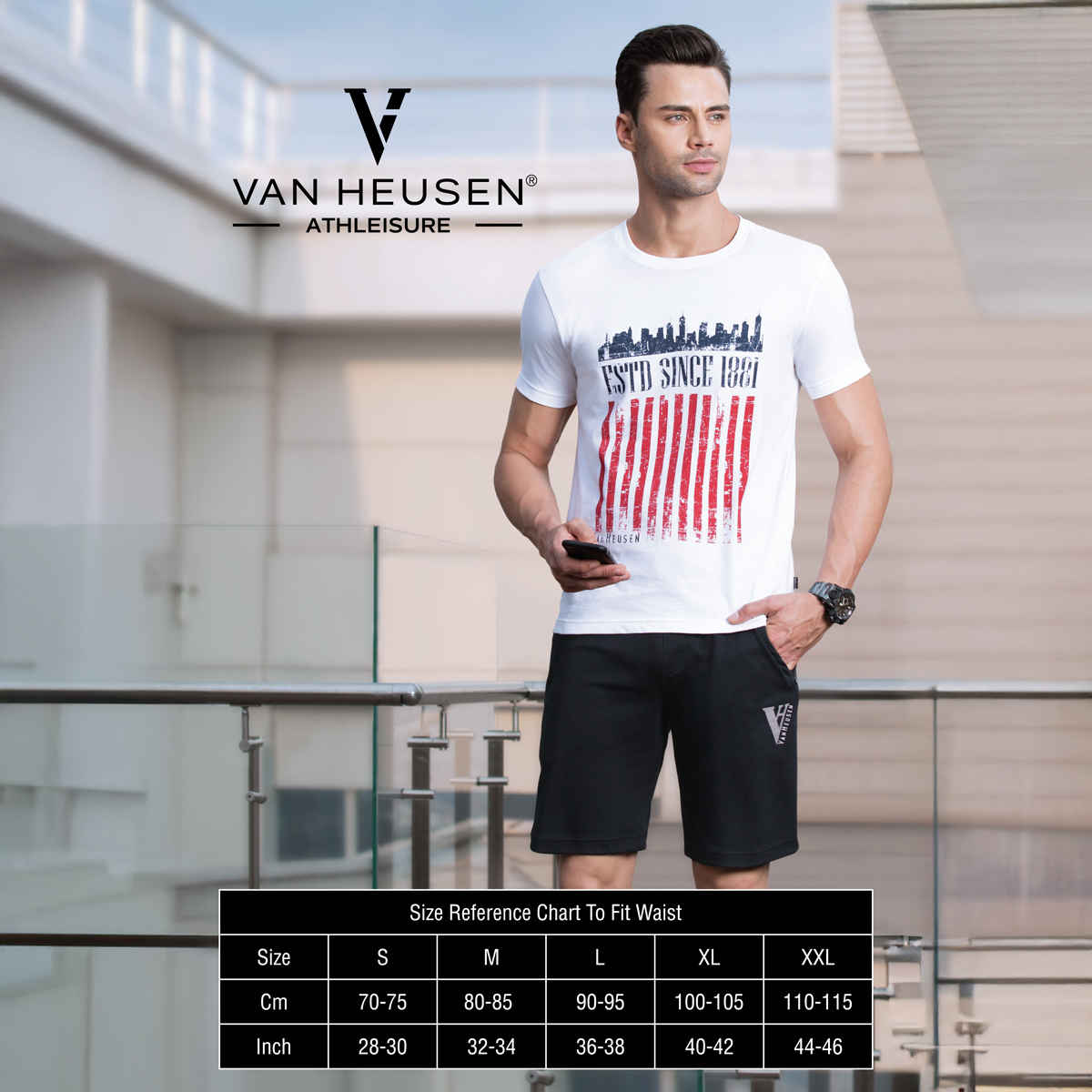 Van Heusen Athleisure Men Cotton Navy Solid Smart Tech Easy Stain Release Knit Shorts |S