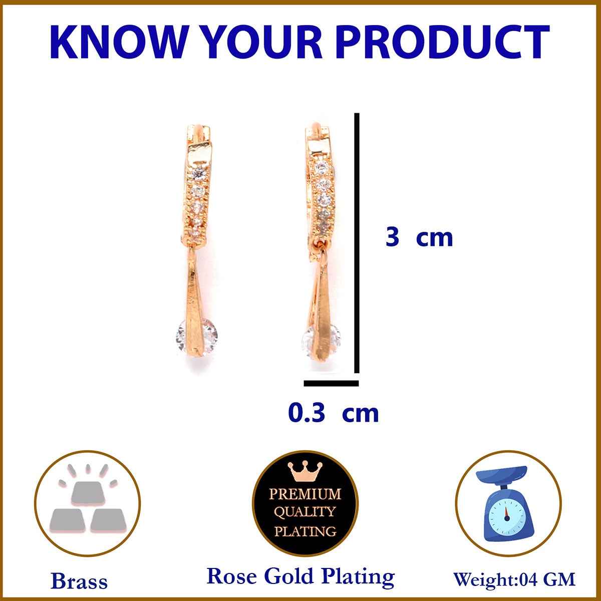 Zeneme Pack Of 6 Rose Gold-Plated Teardrop Shaped Drop Earrings For Women & Girls