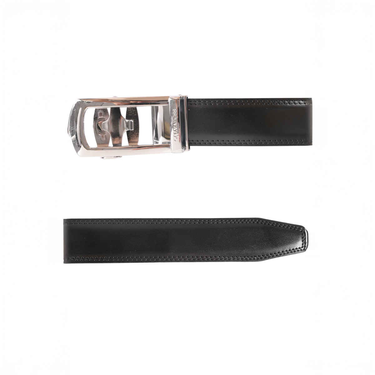 Calvadoss Men's Premium Comfort Fit Solid Gear PU Belt | Chrome