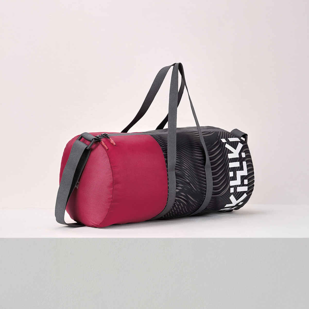 Wildcraft Unisex Color Block Polyester Duffel Bag | Black and Red - 23 cm