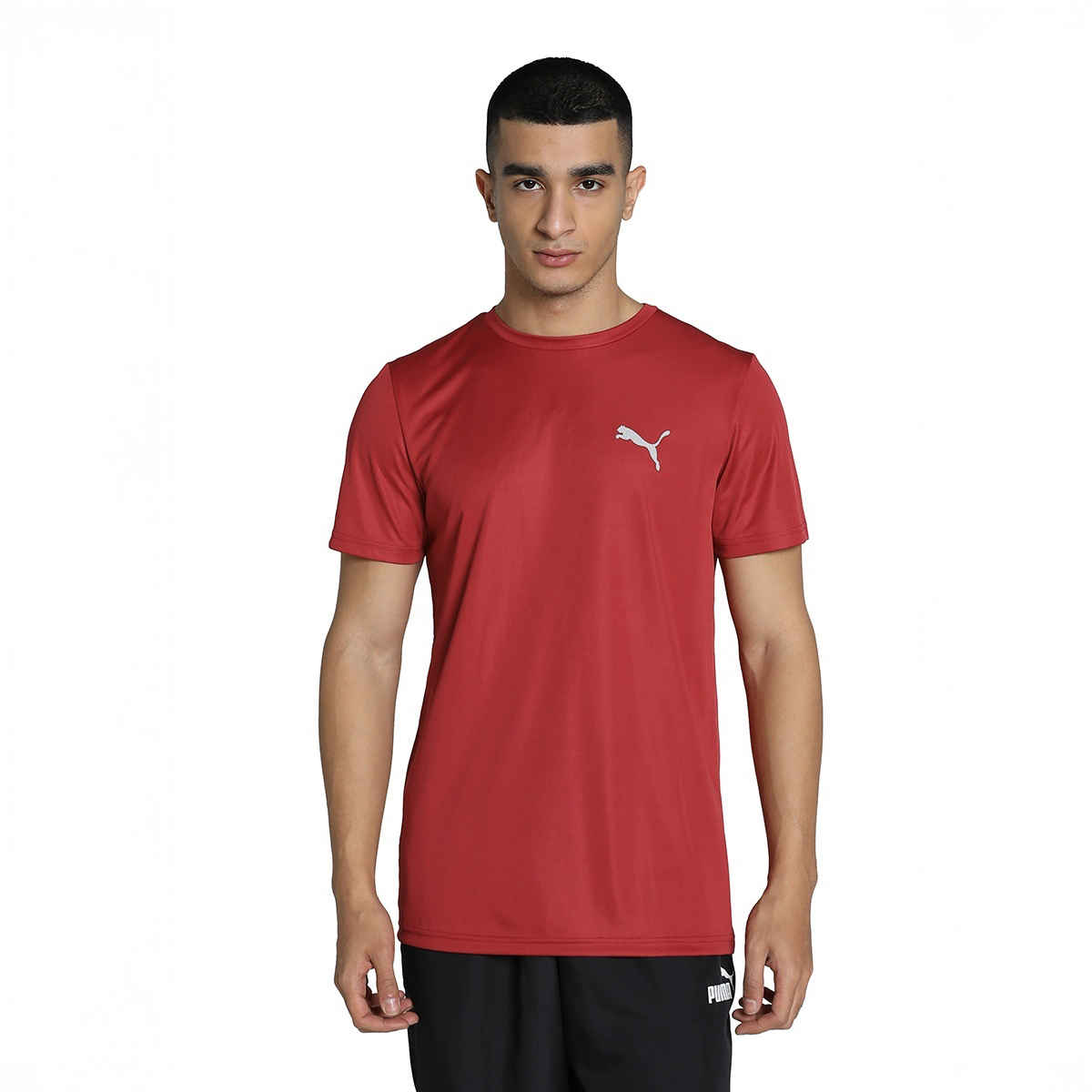 Puma Men's Round Neck Active Small Logo Tee | Red - XL