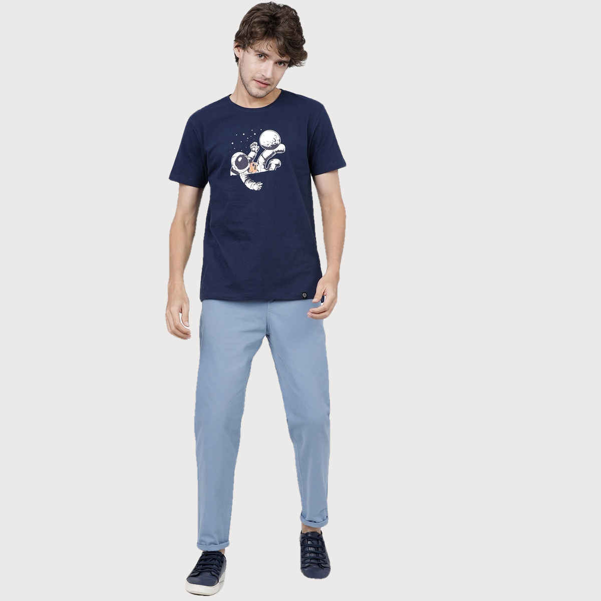 Ketch Men's Slim Fit Easy Wash Trousers | Blue - 36