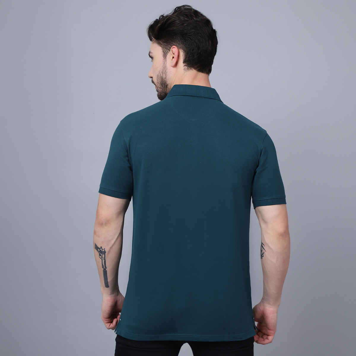 Cantabil Men's Polo Collar T-shirt | Teal - M