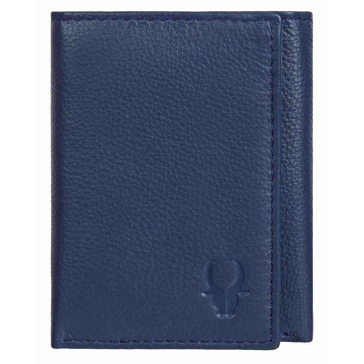 Wildhorn Men'S Leather Wallet | Blue (1pc) & Vincent Chase By Lenskart Unisex Solid Metal Aviator Sunglasses | Black And Gold - L (1pc) Combo