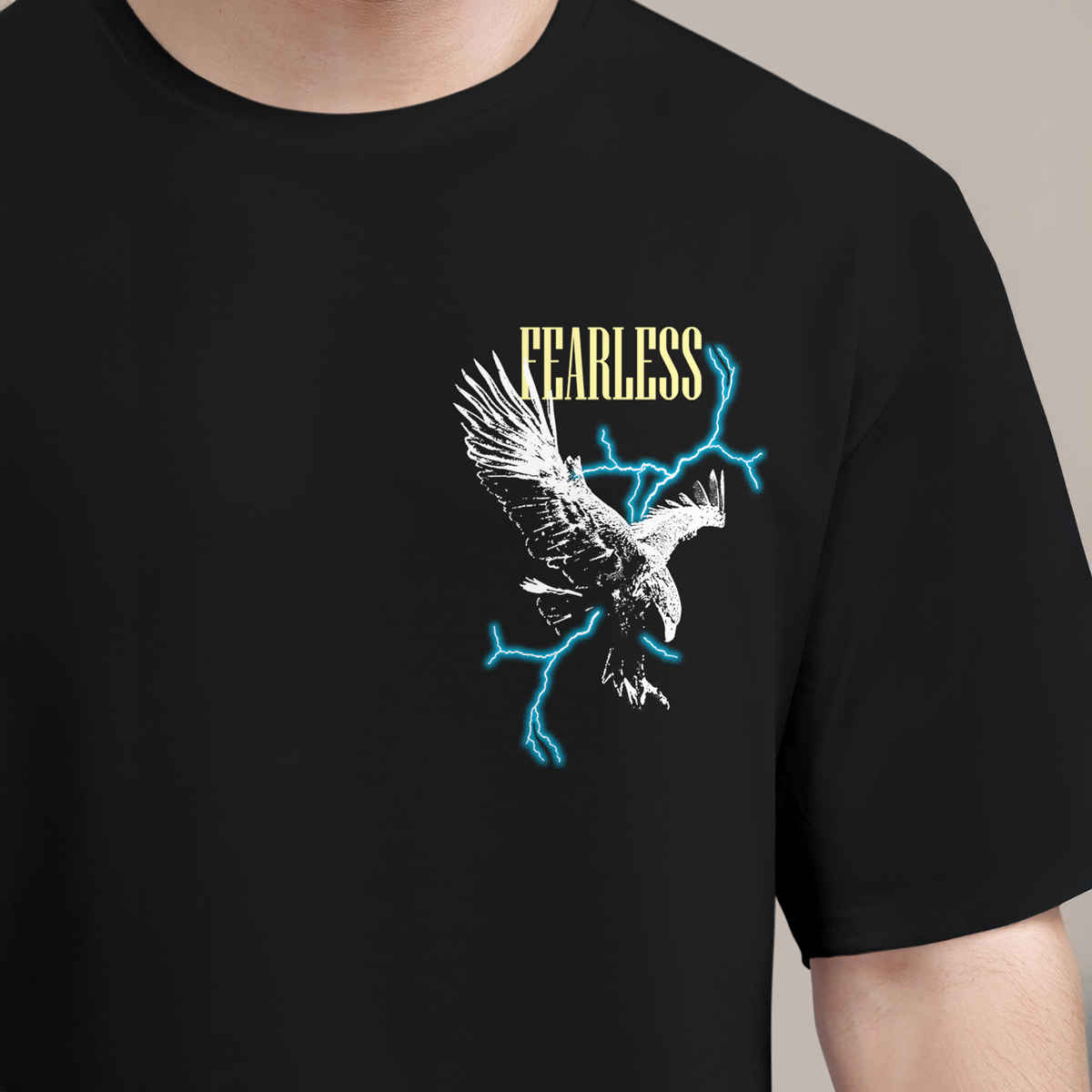 Bullmer Men's Oversized T-shirt Front and Back Printed | Black | L