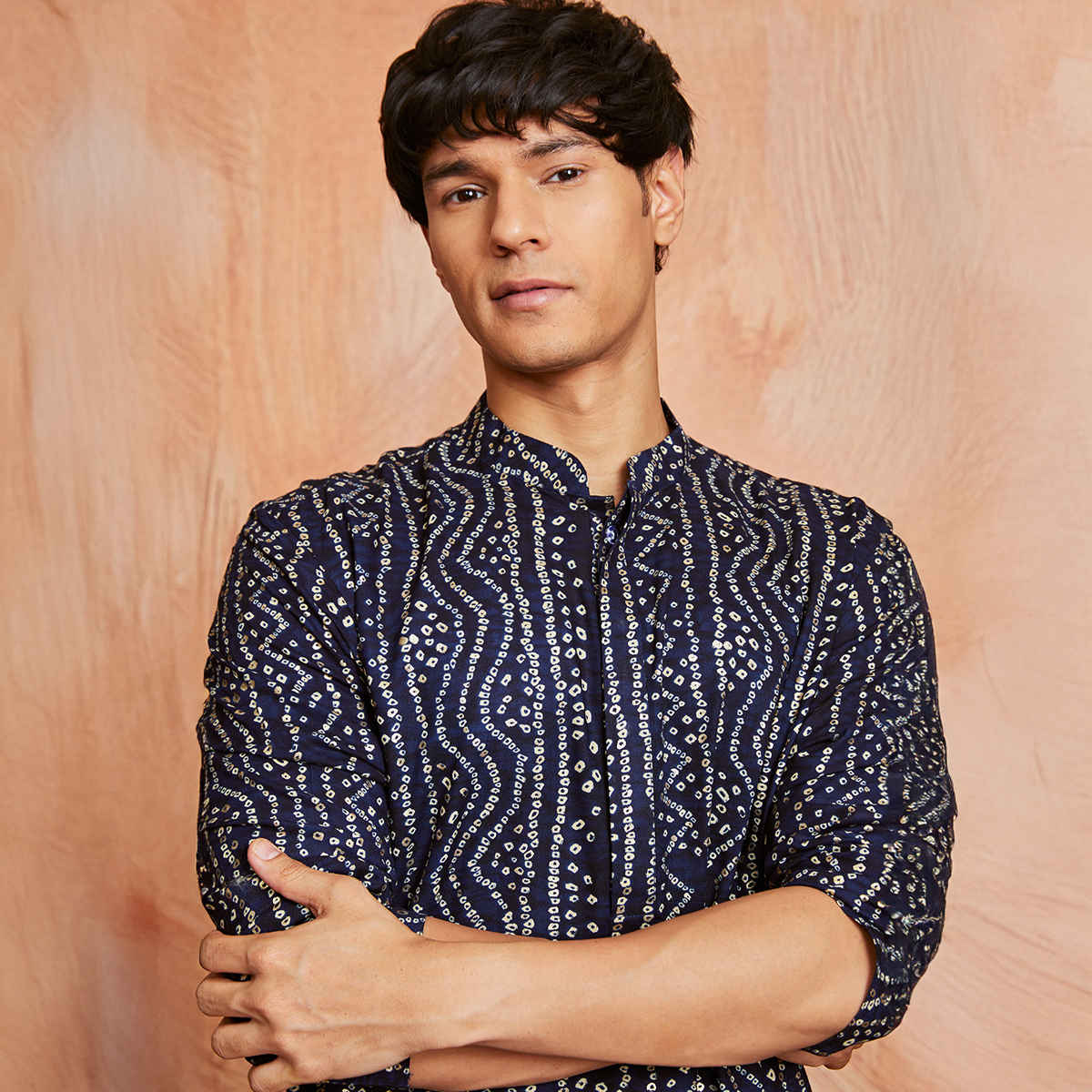 Vastramay Men's Rayon Kurta | Navy Blue - S