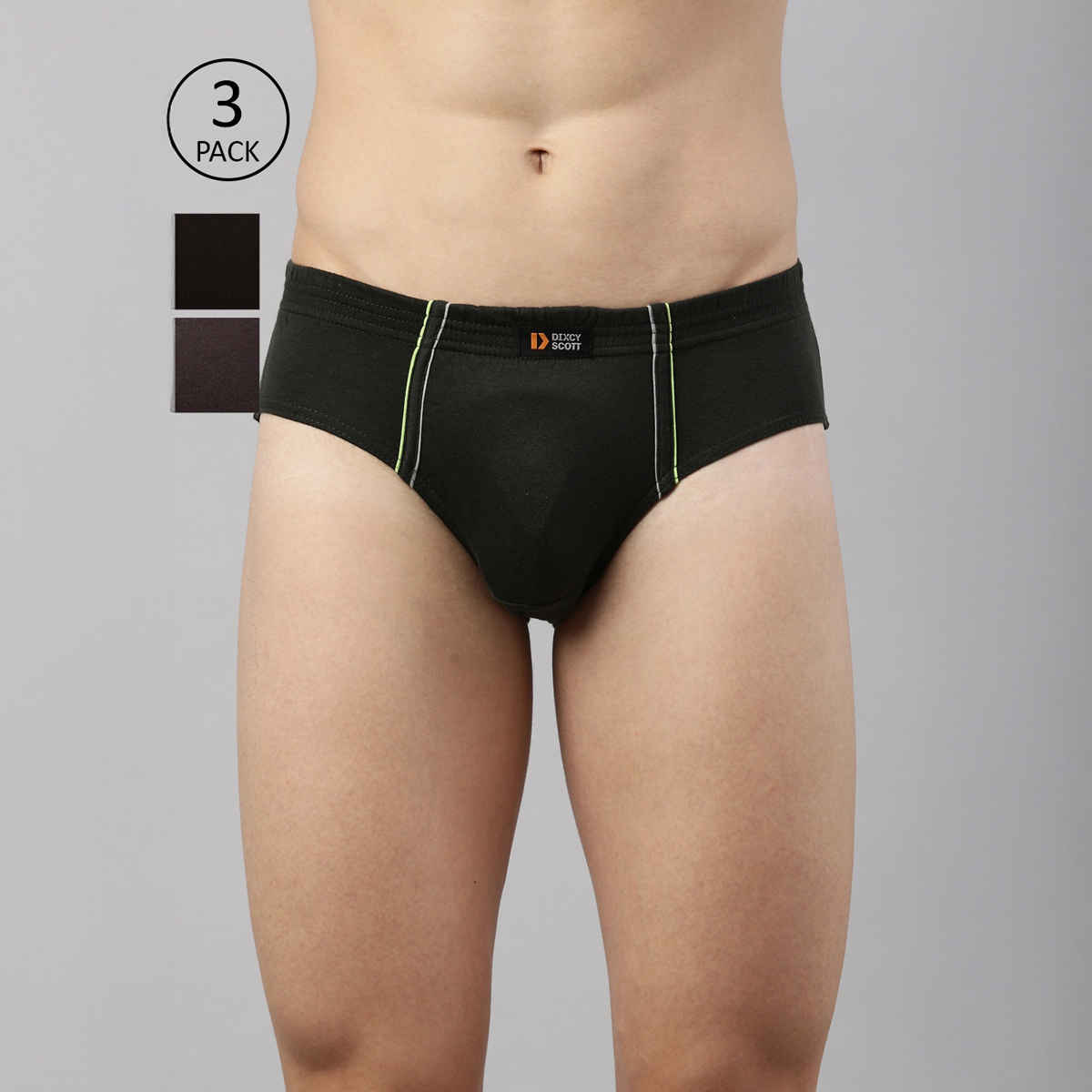 Dixcy Scott Men's Solid 100% Combed Cotton | Outer Elastic Waistband Brief | Multicolour - S