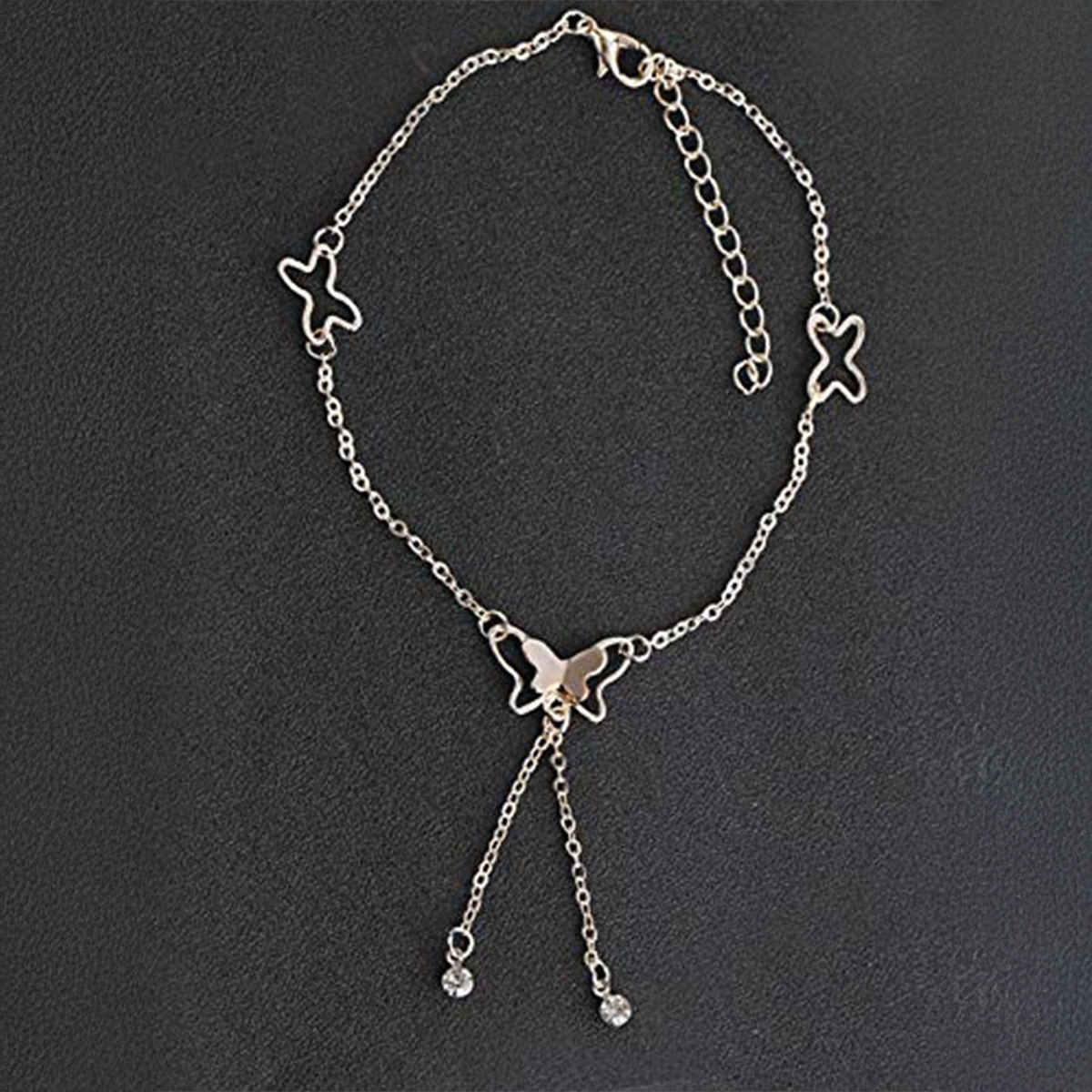 YouBella 18k Rose Gold Plated Butterfly Anklet for Women and Girls (YBANK - 60003)