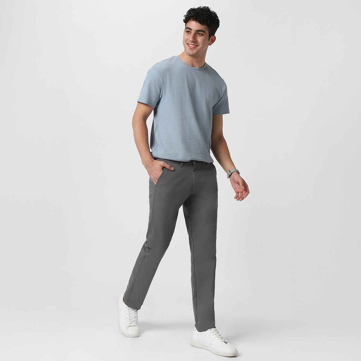 Urbano Fashion Men's Chinos Trousers Cotton Slim Fit Casual Stretch | Dark Grey | 30