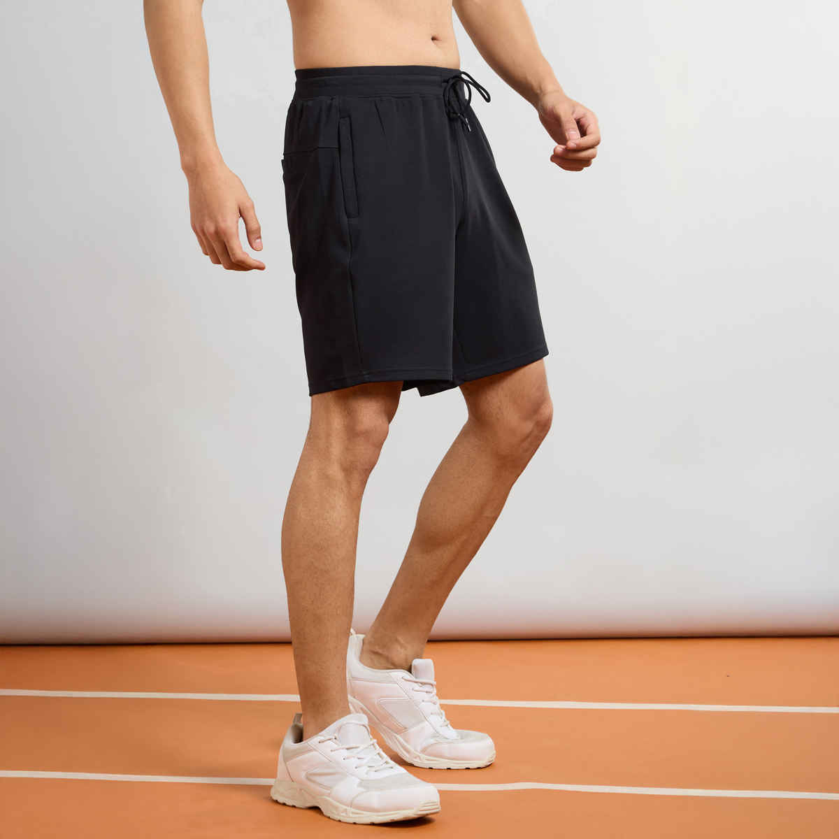 Technosport Men Poly Solid Slim Fit Sports Shorts with TS FLEXI | Black | M