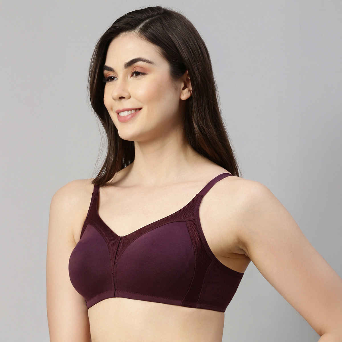 Enamor Women's AB75 Full Support Fab-Cool Cotton Bra | Non Padded | Wirefree | Purple - 34D