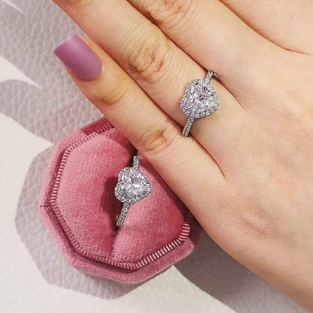 Fashion Frill Women's Heart Rings Silver Onesize