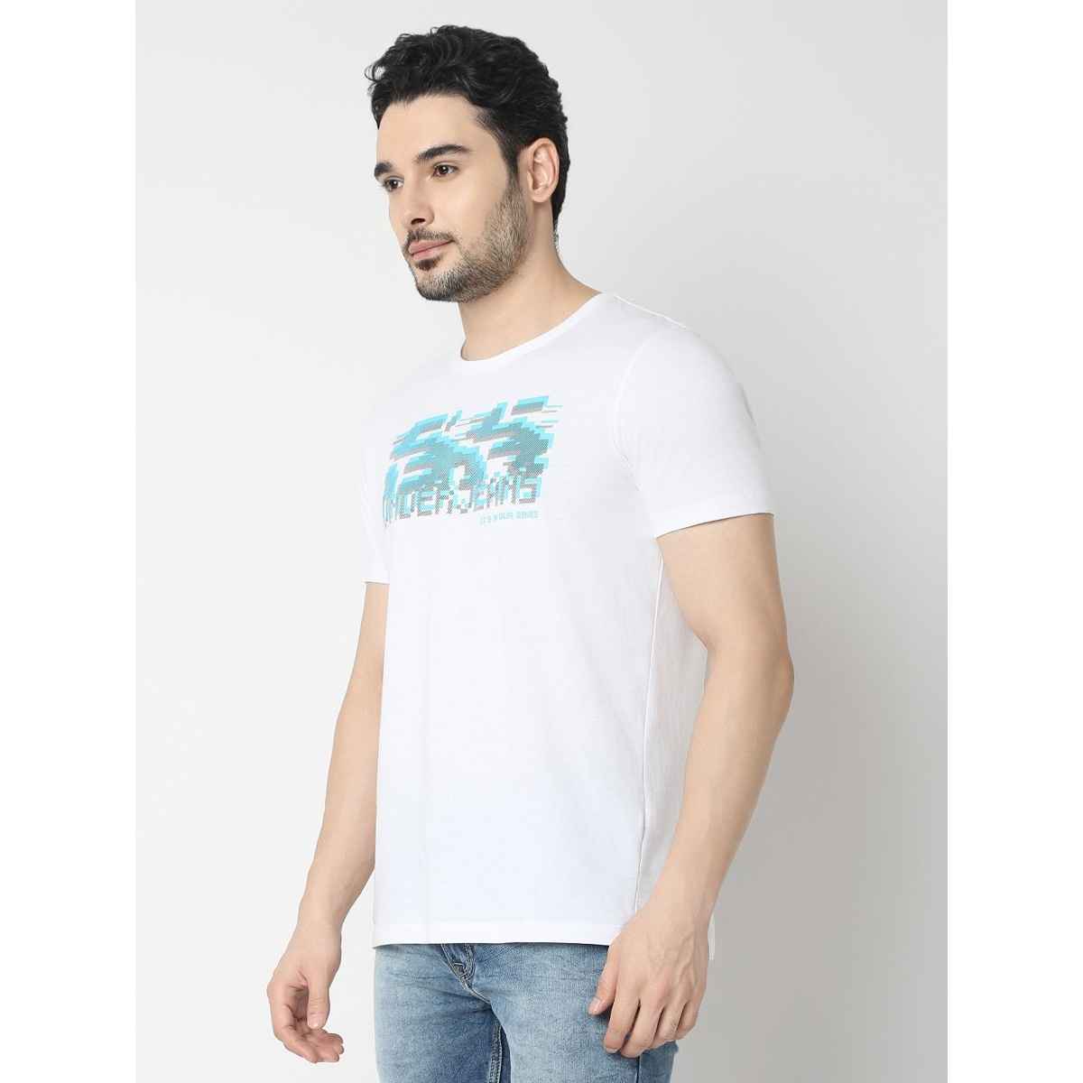 Underjeans by Spykar Men Pure Cotton T-shirt | White - L