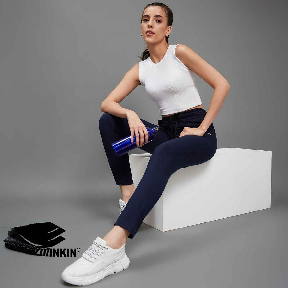 Blinkin Women's Cotton Pyjamas & Track Pants with Side Pockets | Navy - L