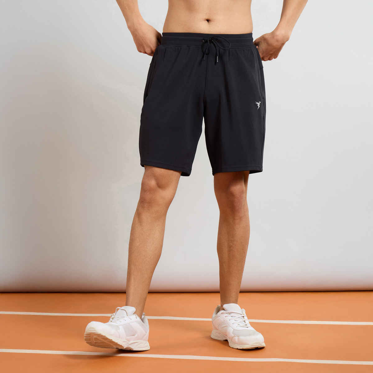 Technosport Men Poly Solid Slim Fit Sports Shorts with TS FLEXI | Black | L