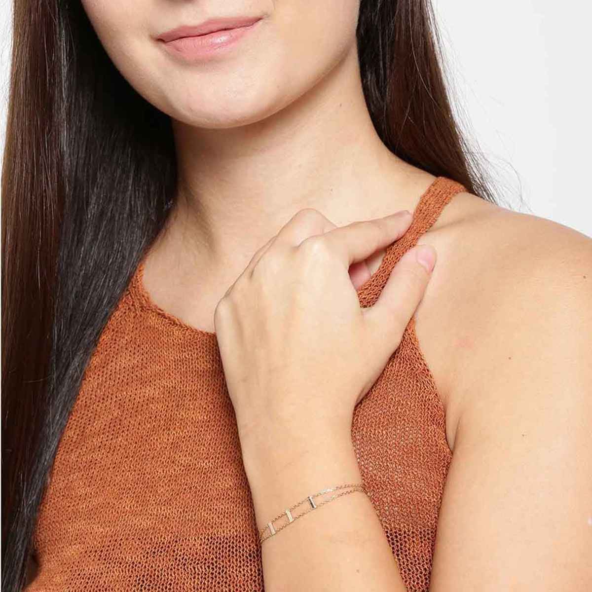 Carlton London 18kt Rose Gold Plated Double Chain Bracelet | FJB4350