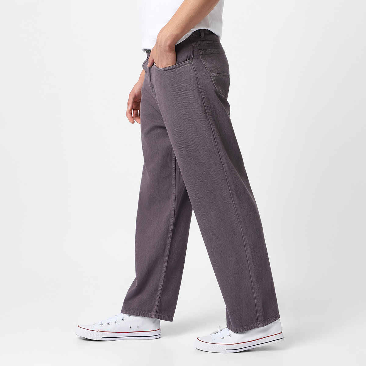 Urbano Fashion Men's Purple Loose Baggy Fit Washed Jeans Non-Stretchable-34