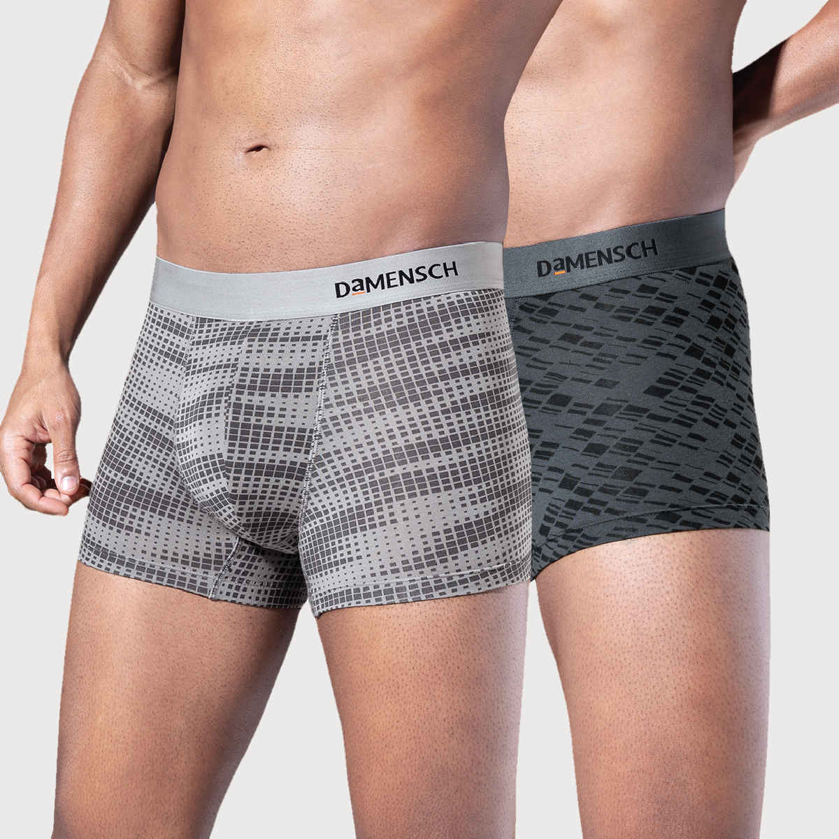 DaMENSCH Men's Modal Trunks | Silver and Grey - L