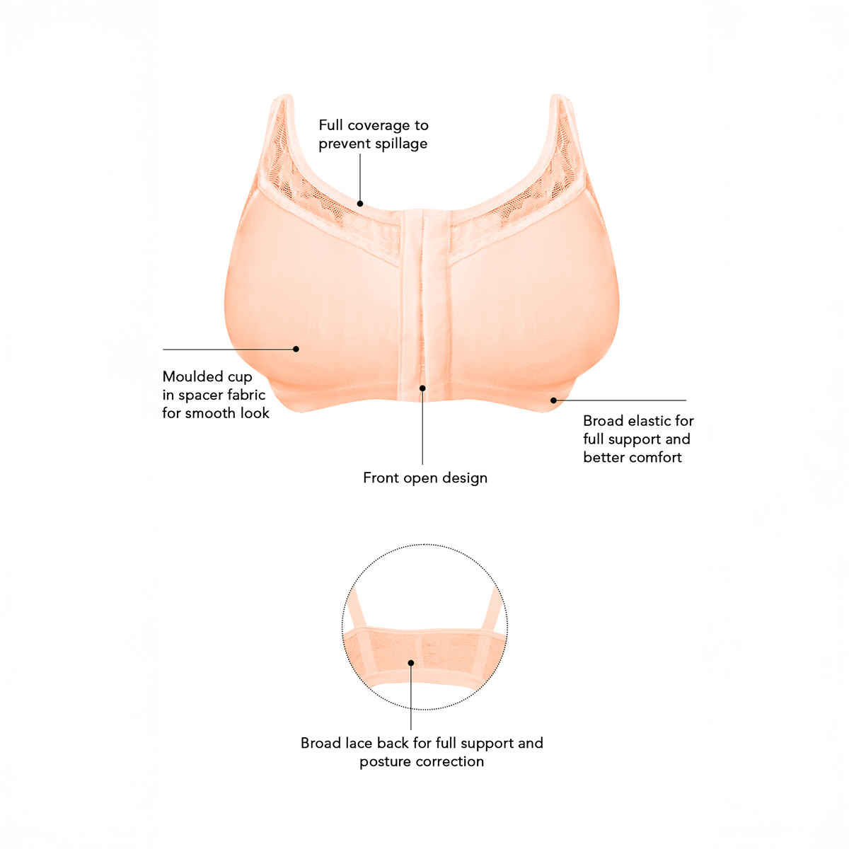 Clovia Women Non-Padded Non-Wired Spacer Cup Front Open Figure Bra - Cotton Rich | Purple | 34B