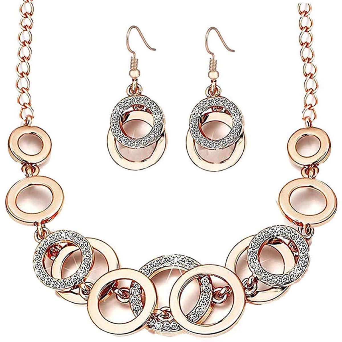 YouBella Rose Gold-Plated Stone-Studded Jewellery Set