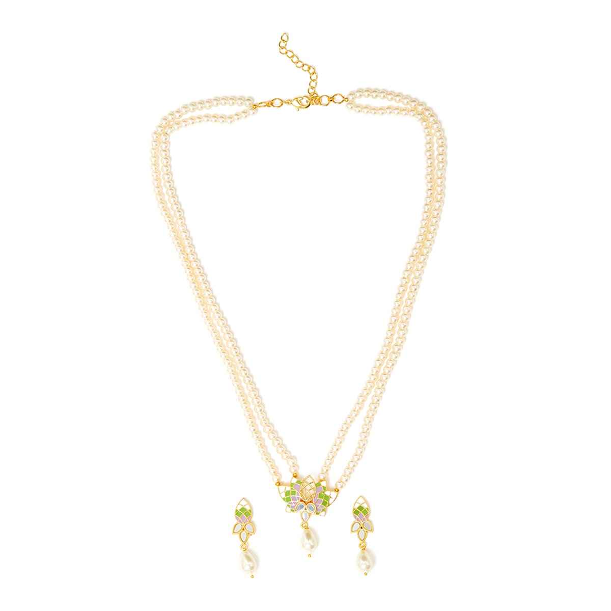 Voylla Festive Hues Pearl Multi Colour Jewellery Set