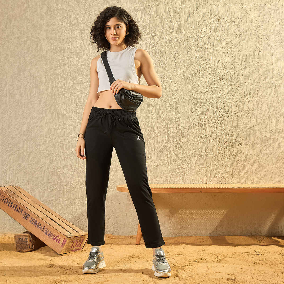 Modeve Women's Regular Fit Mid Rise Track Pants | Black - 2XL