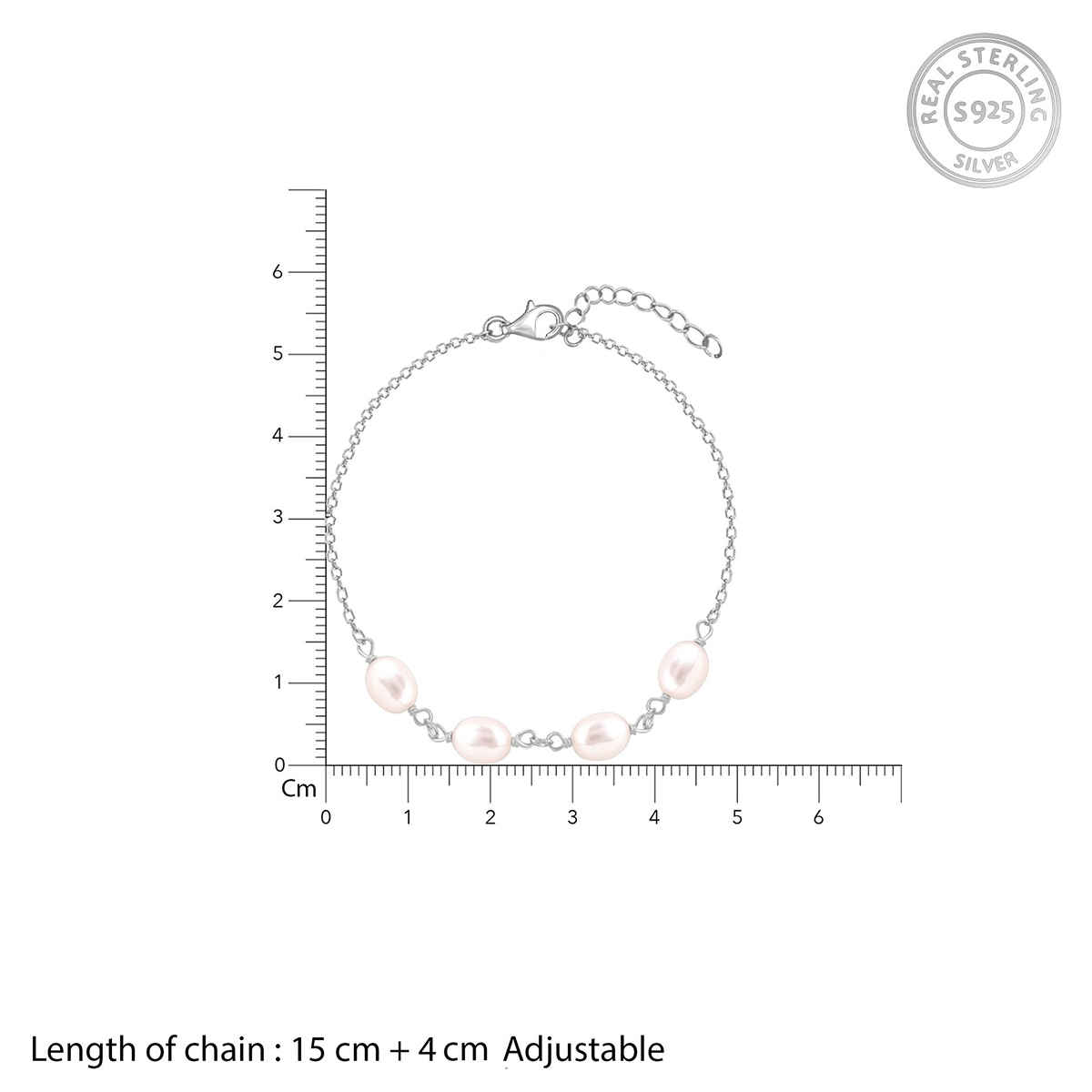 Giva Silver Pearl Glance Bracelet