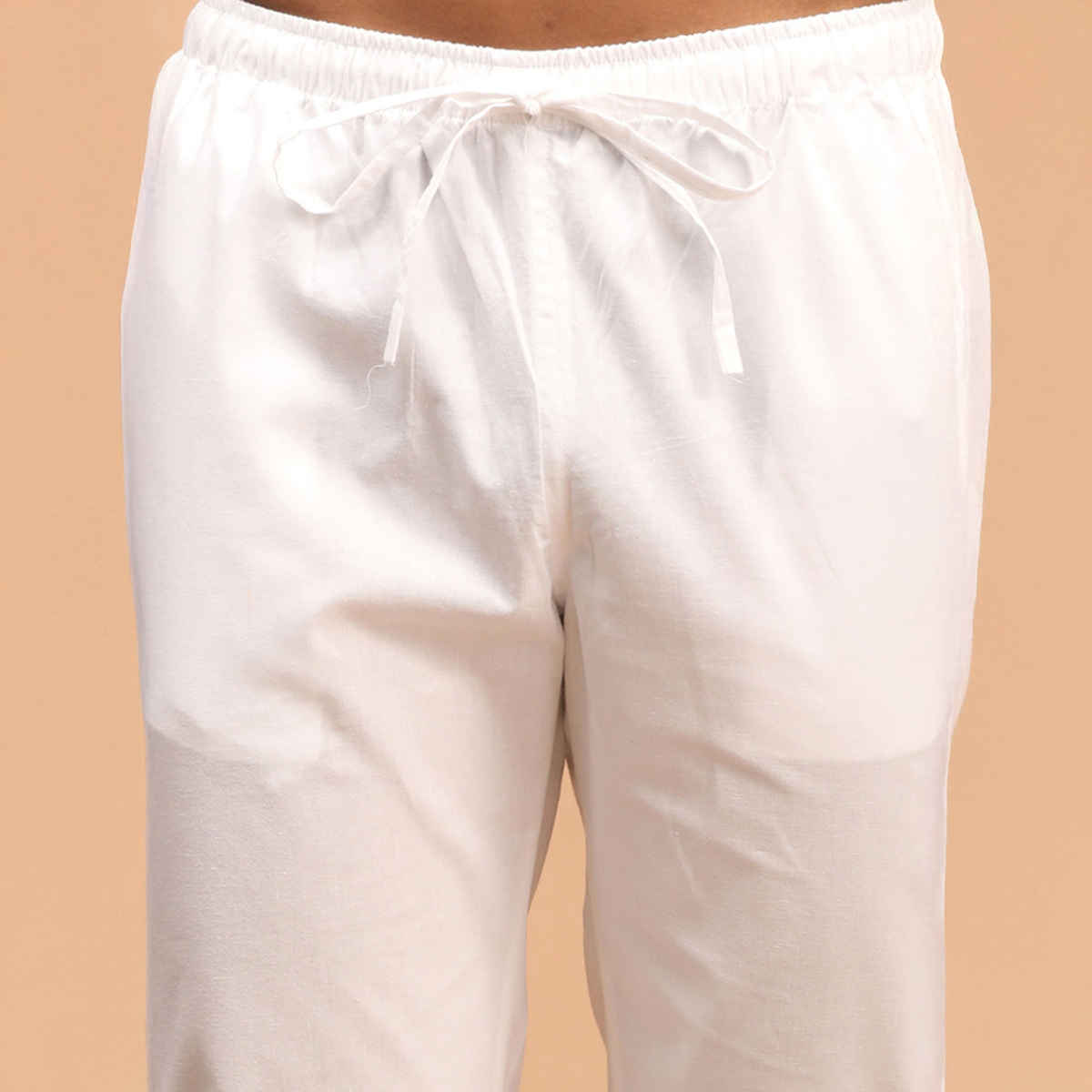 Vastramay Men's Cotton Pant Style Pyjama | White - M