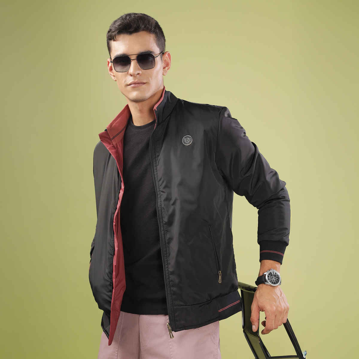 Dollar Jacket For Men - Casual Zipper Bomber For Winter | Mamwj 901 | Black | L