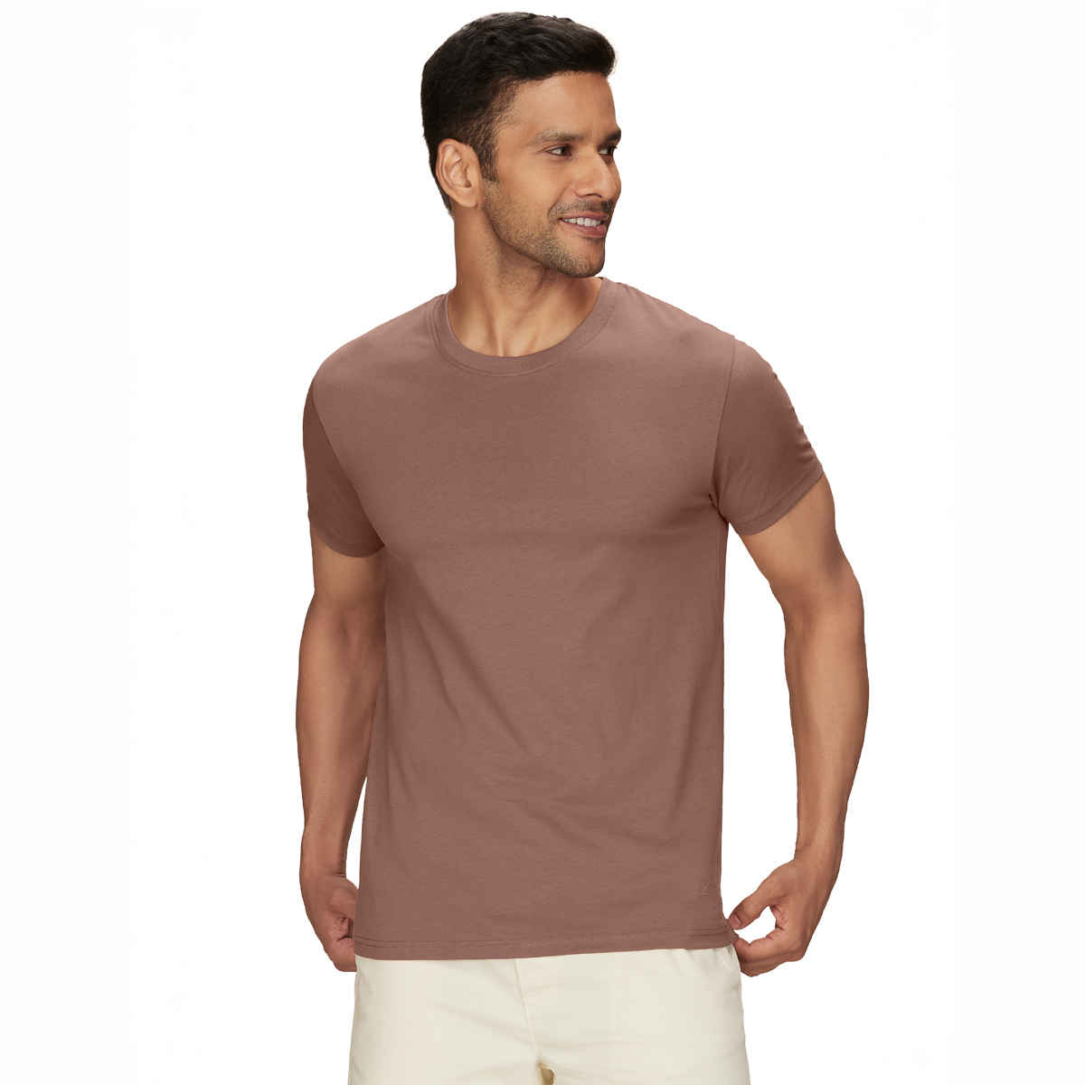 XYXX Pace Round Neck T-shirt - Brown Latte | Super Combed Cotton | S