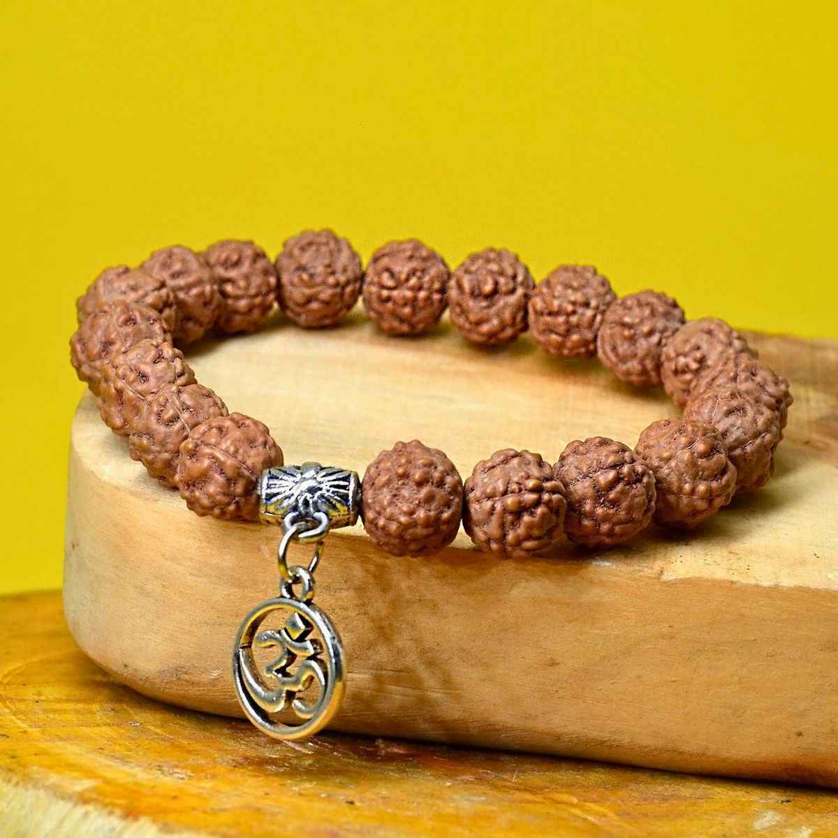 Seetara 5 Mukhi Rudraksha Bracelet with Om Charm for Spiritual Protection