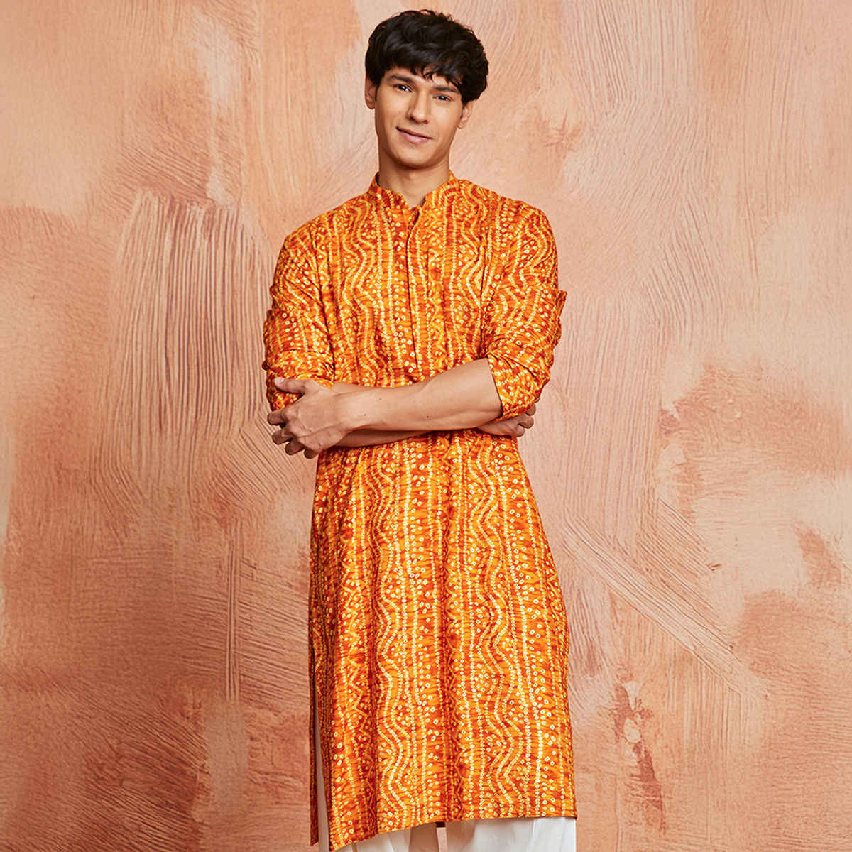 Vastramay Men's Rayon Kurta | Mustard - M
