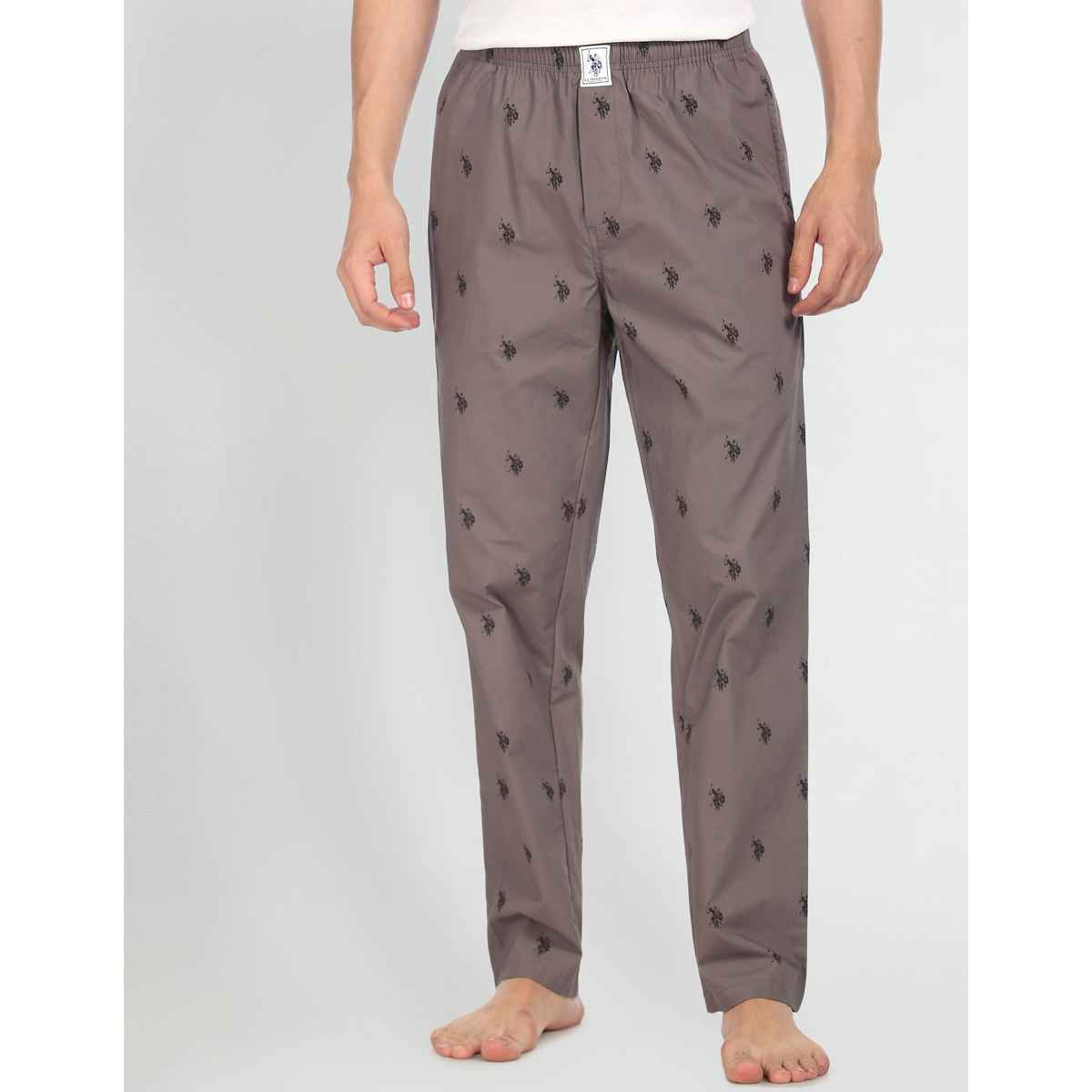 U.S. Polo Assn. Signature Logo Print Cotton Lounge Pants - Pack Of 1 | Grey | S