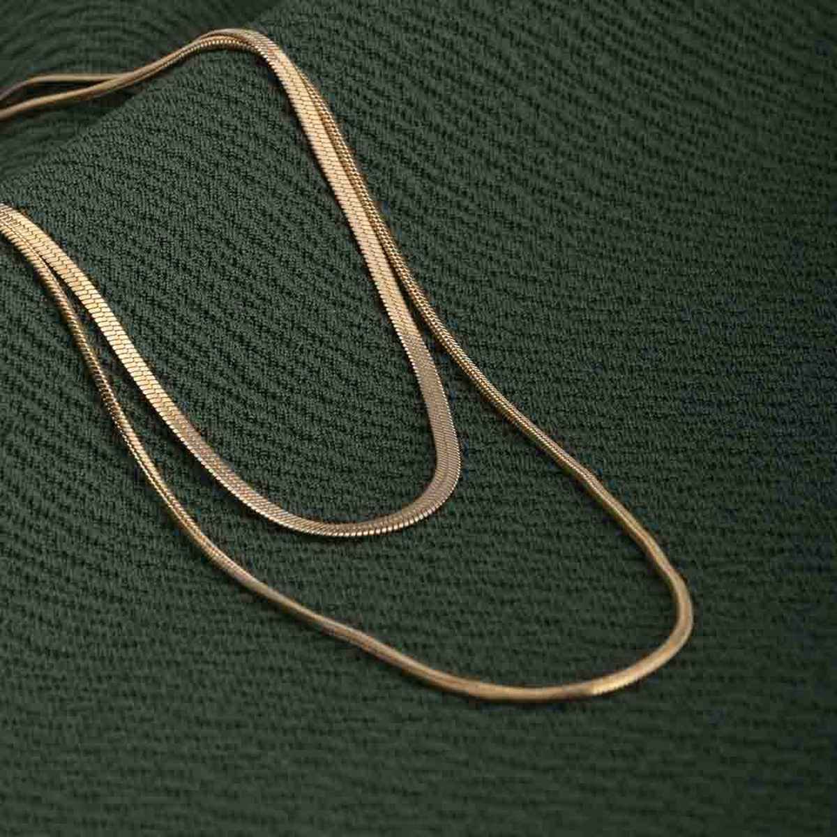 Palmonas Plain Chain Two Layer Necklace For Womens | Waterproof And Anti-Tarnish